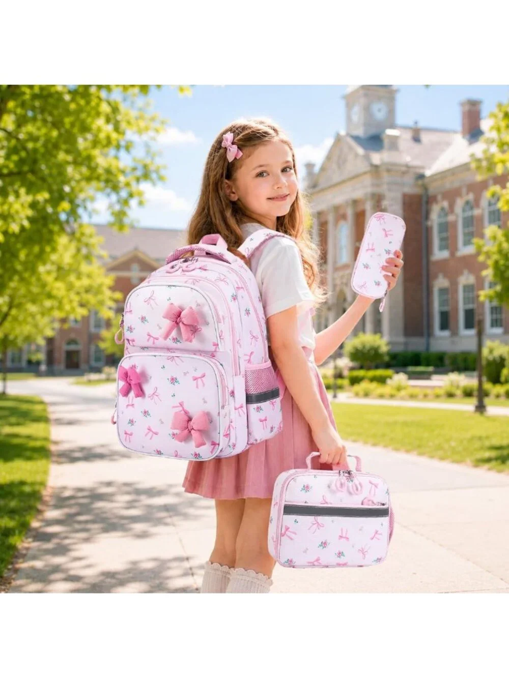 Cute 3D Soft Bow Kids Backpack for Girls Ages 4-8, Stylish & Fun School Bag